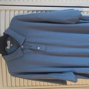 Peter Millar Men's Navy and Green Polo Shirt XXL